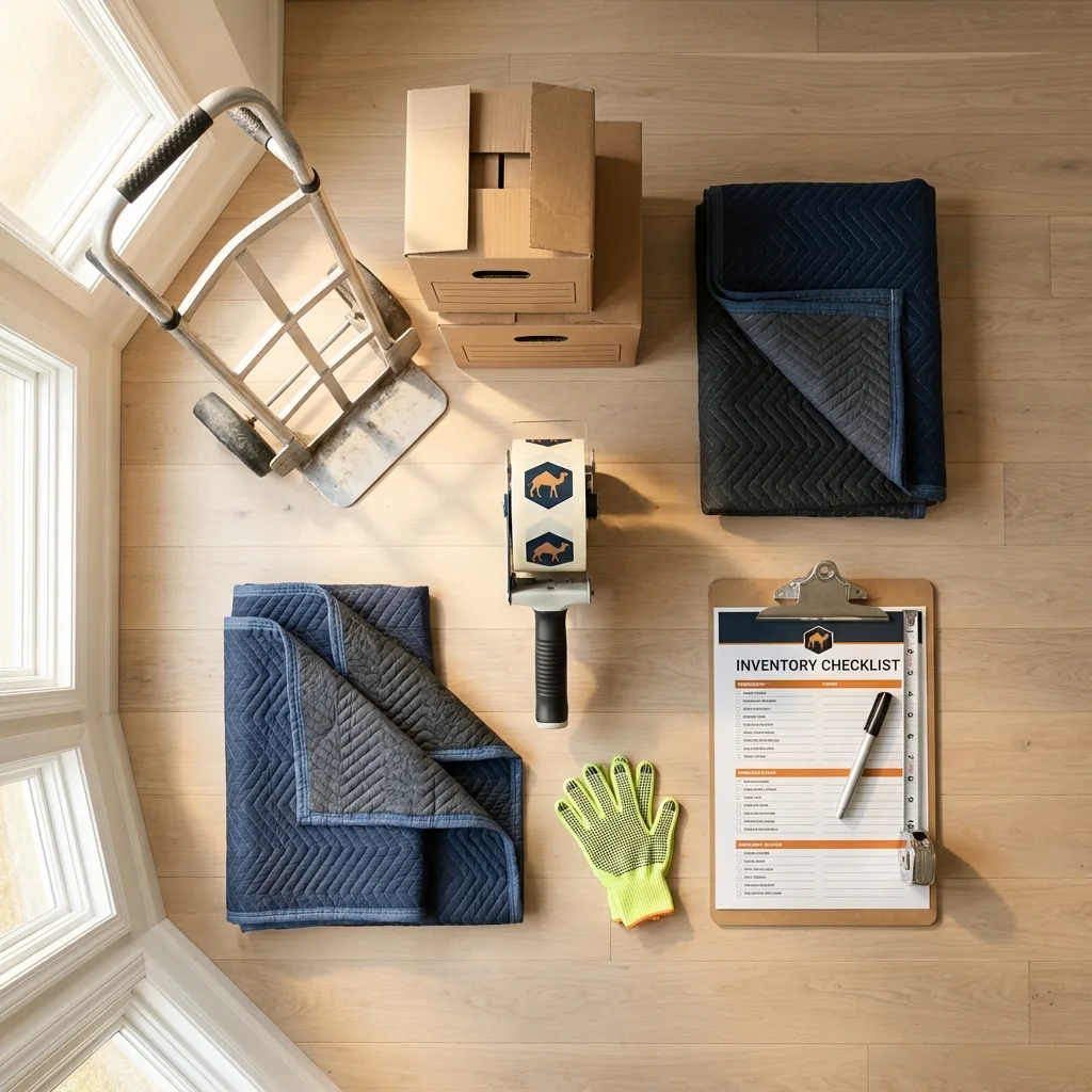 Professional moving supplies and packing materials layout for Boise City residential relocations